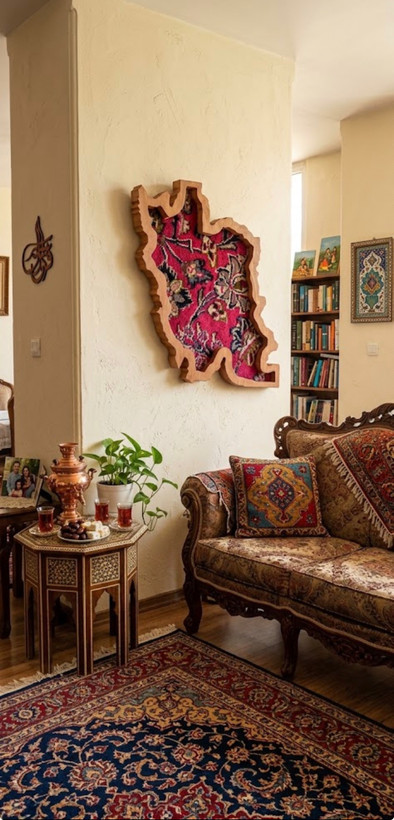 تابلو نقشه با قاب چوبی